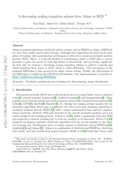 A decreasing scaling transition scheme from Adam to SGD