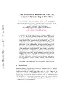 Task Transformer Network for Joint MRI Reconstruction and
  Super-Resolution