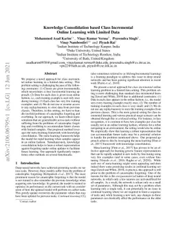 Knowledge Consolidation based Class Incremental Online Learning with
  Limited Data