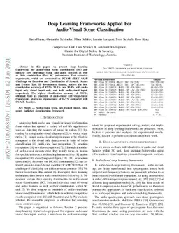 Deep Learning Frameworks Applied For Audio-Visual Scene Classification