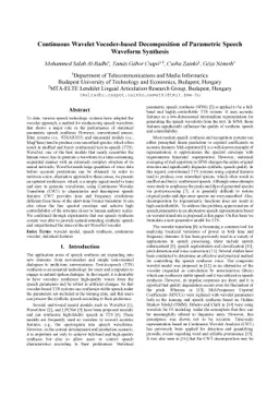Continuous Wavelet Vocoder-based Decomposition of Parametric Speech
  Waveform Synthesis