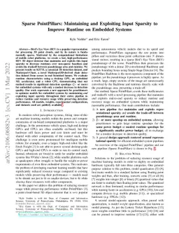 Sparse PointPillars: Maintaining and Exploiting Input Sparsity to
  Improve Runtime on Embedded Systems