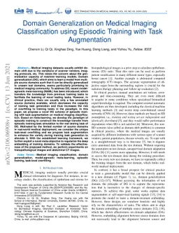 Domain Generalization on Medical Imaging Classification using Episodic
  Training with Task Augmentation