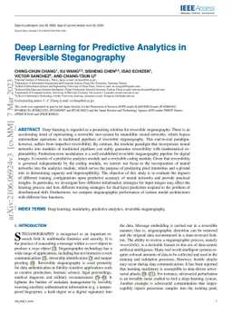 Deep Learning for Predictive Analytics in Reversible Steganography