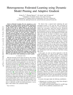 Heterogeneous Federated Learning using Dynamic Model Pruning and
  Adaptive Gradient