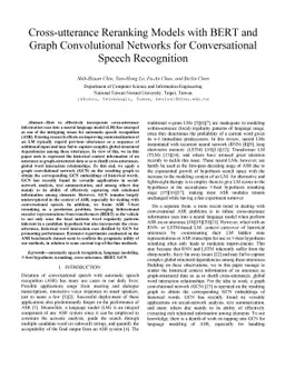 Cross-utterance Reranking Models with BERT and Graph Convolutional
  Networks for Conversational Speech Recognition