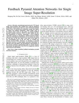 Feedback Pyramid Attention Networks for Single Image Super-Resolution