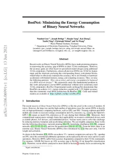 BoolNet: Minimizing The Energy Consumption of Binary Neural Networks