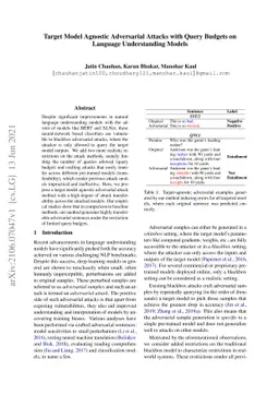 Target Model Agnostic Adversarial Attacks with Query Budgets on Language
  Understanding Models