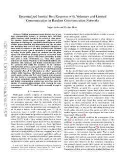 Decentralized Inertial Best-Response with Voluntary and Limited
  Communication in Random Communication Networks