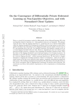 On the Convergence of Differentially Private Federated Learning on
  Non-Lipschitz Objectives, and with Normalized Client Updates