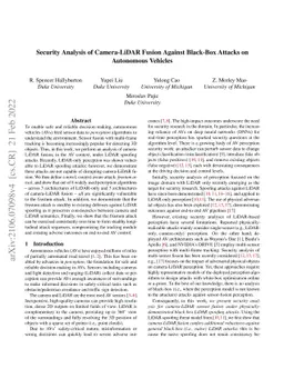 Security Analysis of Camera-LiDAR Fusion Against Black-Box Attacks on
  Autonomous Vehicles