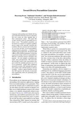 Toward Diverse Precondition Generation