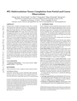 MTC: Multiresolution Tensor Completion from Partial and Coarse
  Observations