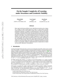 On the Sample Complexity of Learning under Invariance and Geometric
  Stability