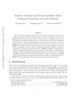 Iterative Methods for Private Synthetic Data: Unifying Framework and New
  Methods