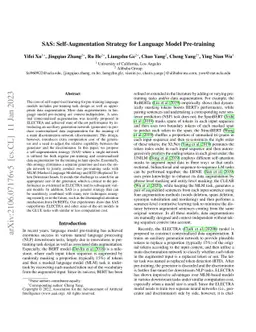 SAS: Self-Augmentation Strategy for Language Model Pre-training