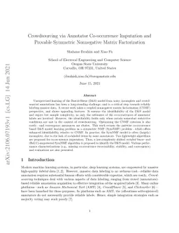 Crowdsourcing via Annotator Co-occurrence Imputation and Provable
  Symmetric Nonnegative Matrix Factorization