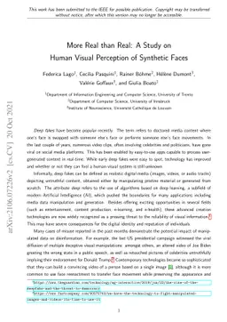 More Real than Real: A Study on Human Visual Perception of Synthetic
  Faces