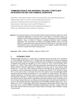 Communication is the universal solvent: atreya bot -- an interactive bot
  for chemical scientists