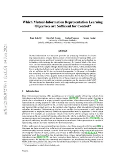 Which Mutual-Information Representation Learning Objectives are
  Sufficient for Control?