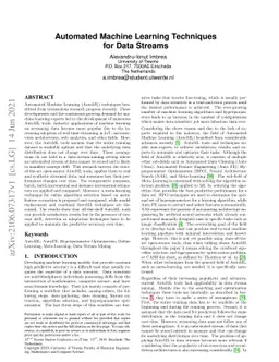Automated Machine Learning Techniques for Data Streams