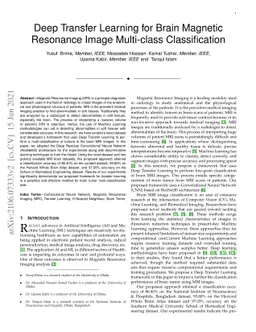 Deep Transfer Learning for Brain Magnetic Resonance Image Multi-class
  Classification