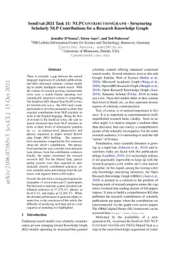SemEval-2021 Task 11: NLPContributionGraph -- Structuring Scholarly NLP
  Contributions for a Research Knowledge Graph