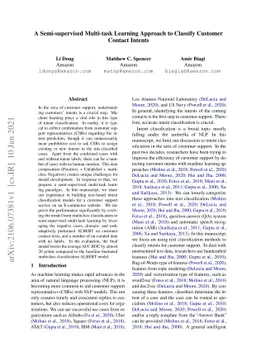 A Semi-supervised Multi-task Learning Approach to Classify Customer
  Contact Intents