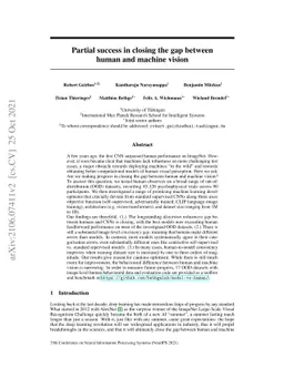 Partial success in closing the gap between human and machine vision