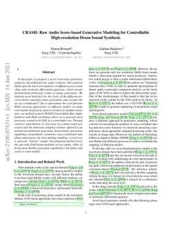 CRASH: Raw Audio Score-based Generative Modeling for Controllable
  High-resolution Drum Sound Synthesis