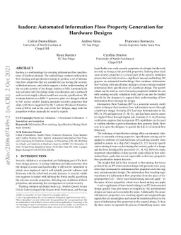 Isadora: Automated Information Flow Property Generation for Hardware
  Designs
