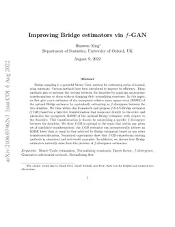 Improving Bridge estimators via $f$-GAN