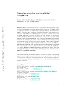 Signal processing on simplicial complexes
