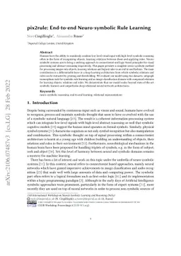 pix2rule: End-to-end Neuro-symbolic Rule Learning