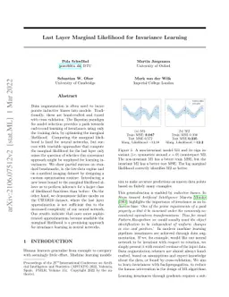 Last Layer Marginal Likelihood for Invariance Learning