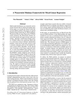 A Wasserstein Minimax Framework for Mixed Linear Regression