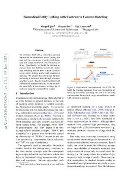 Biomedical Entity Linking with Contrastive Context Matching