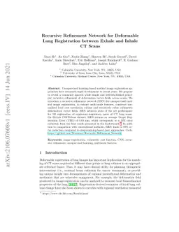 Recursive Refinement Network for Deformable Lung Registration between
  Exhale and Inhale CT Scans