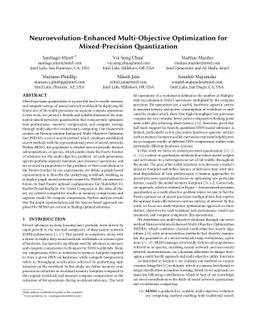 Neuroevolution-Enhanced Multi-Objective Optimization for Mixed-Precision
  Quantization