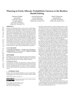 Planning to Fairly Allocate: Probabilistic Fairness in the Restless
  Bandit Setting