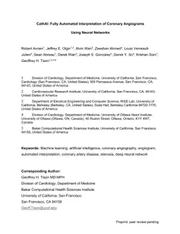 CathAI: Fully Automated Interpretation of Coronary Angiograms Using
  Neural Networks