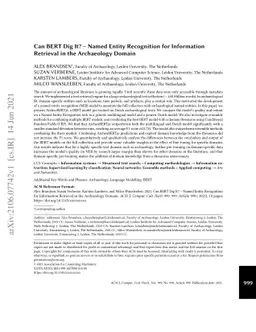 Can BERT Dig It? -- Named Entity Recognition for Information Retrieval
  in the Archaeology Domain