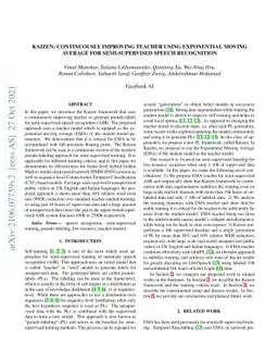 Kaizen: Continuously improving teacher using Exponential Moving Average
  for semi-supervised speech recognition