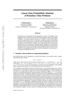 Linear-Time Probabilistic Solutions of Boundary Value Problems
