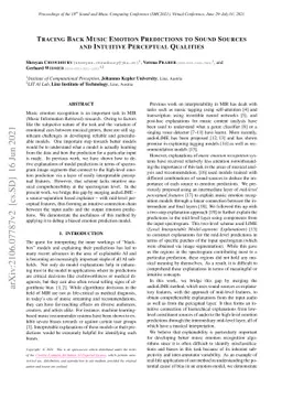 Tracing Back Music Emotion Predictions to Sound Sources and Intuitive
  Perceptual Qualities