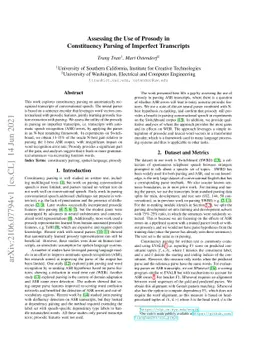 Assessing the Use of Prosody in Constituency Parsing of Imperfect
  Transcripts