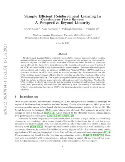 Sample Efficient Reinforcement Learning In Continuous State Spaces: A
  Perspective Beyond Linearity