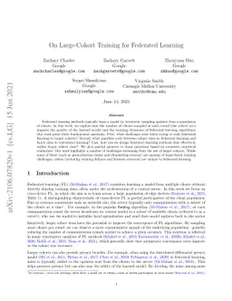 On Large-Cohort Training for Federated Learning
