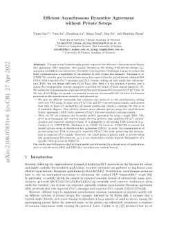 Efficient Asynchronous Byzantine Agreement without Private Setups